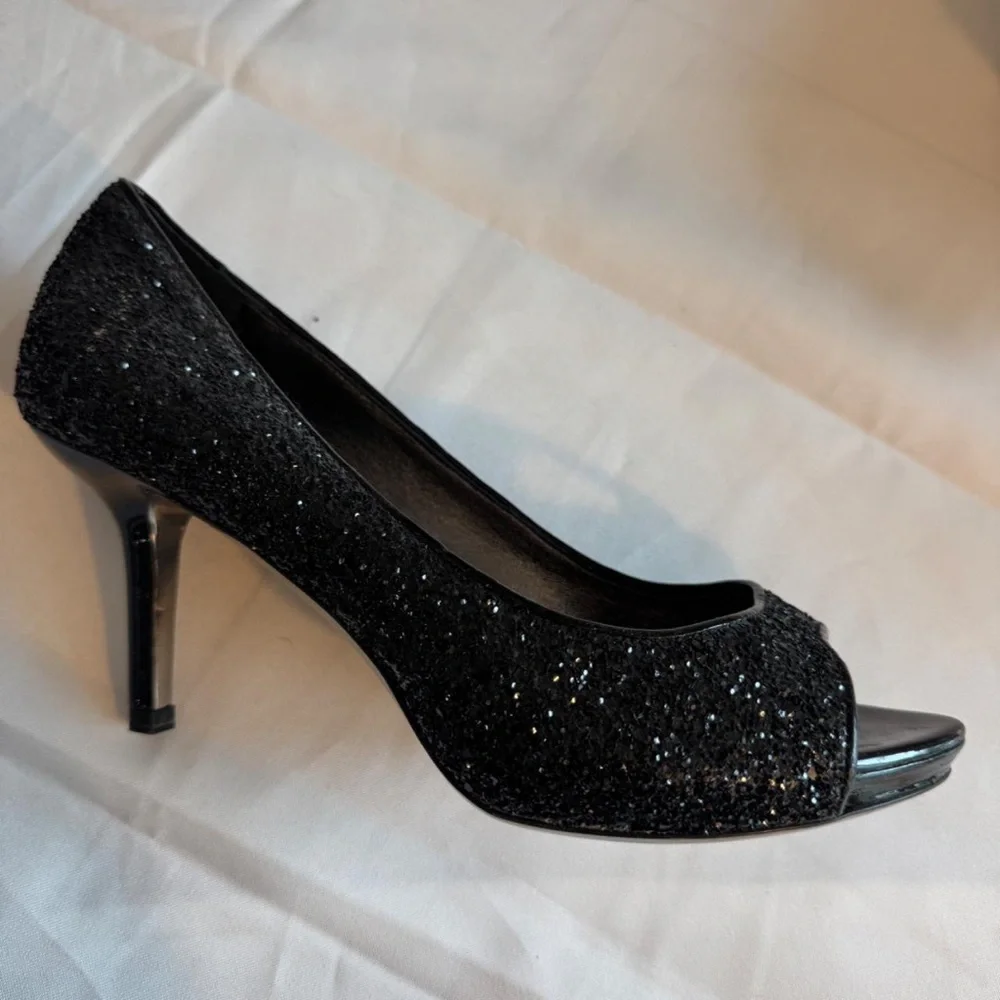 Vintage Miu Miu Sparkly Embellished Glitter Black Heels